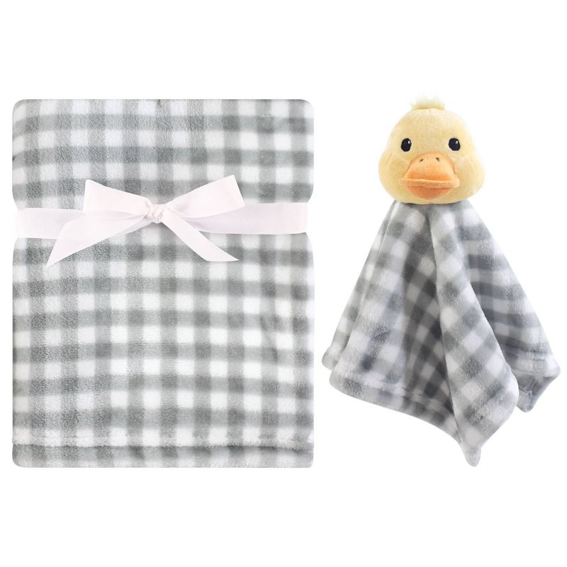 Hudson Baby Unisex Baby Plush Blanket with Security Blanket - Duck One Size