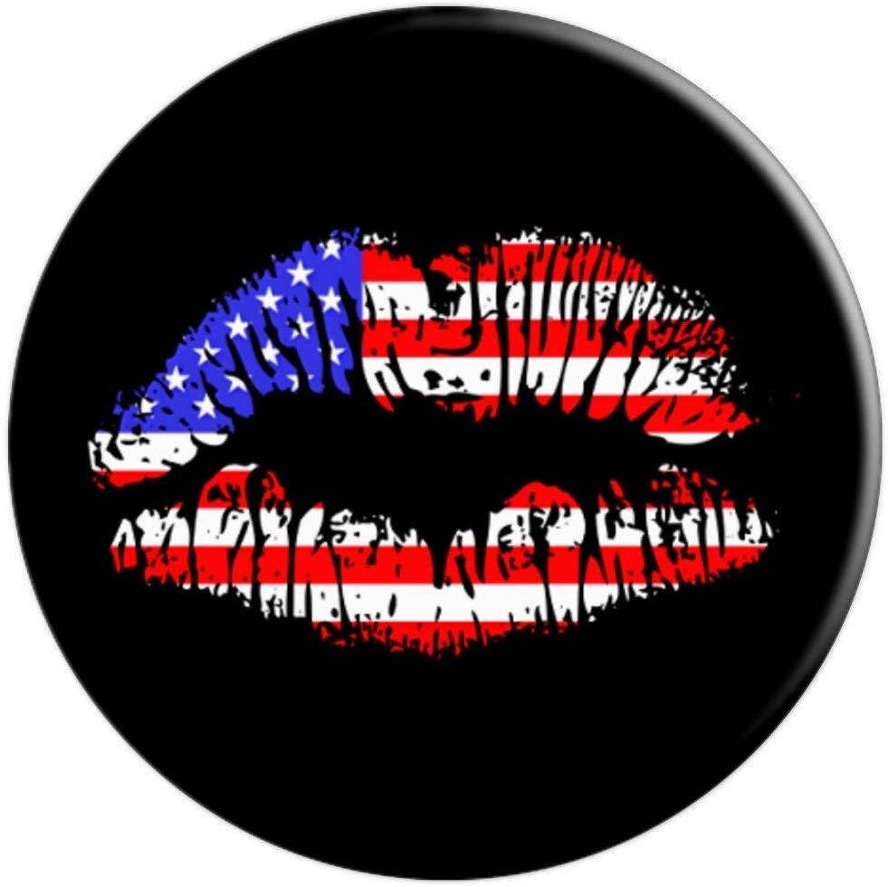 American Flag Lips Kiss Pop Socket Patriotic Stars & Stripes