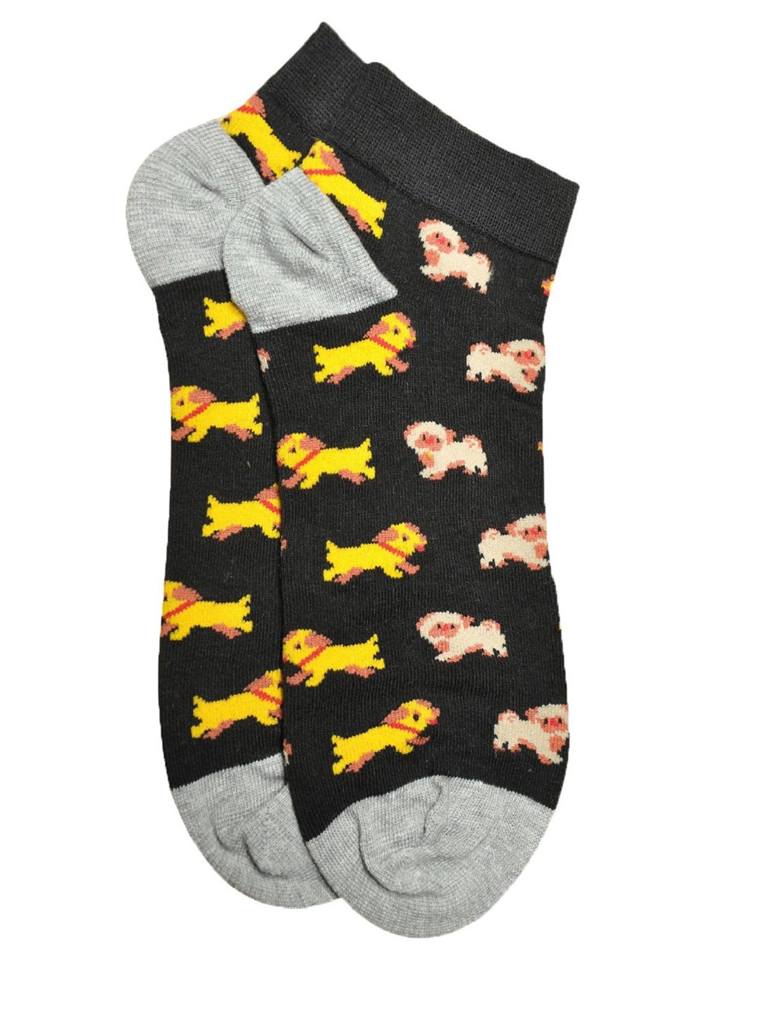 Soxytoes Black Printed Cotton Socks