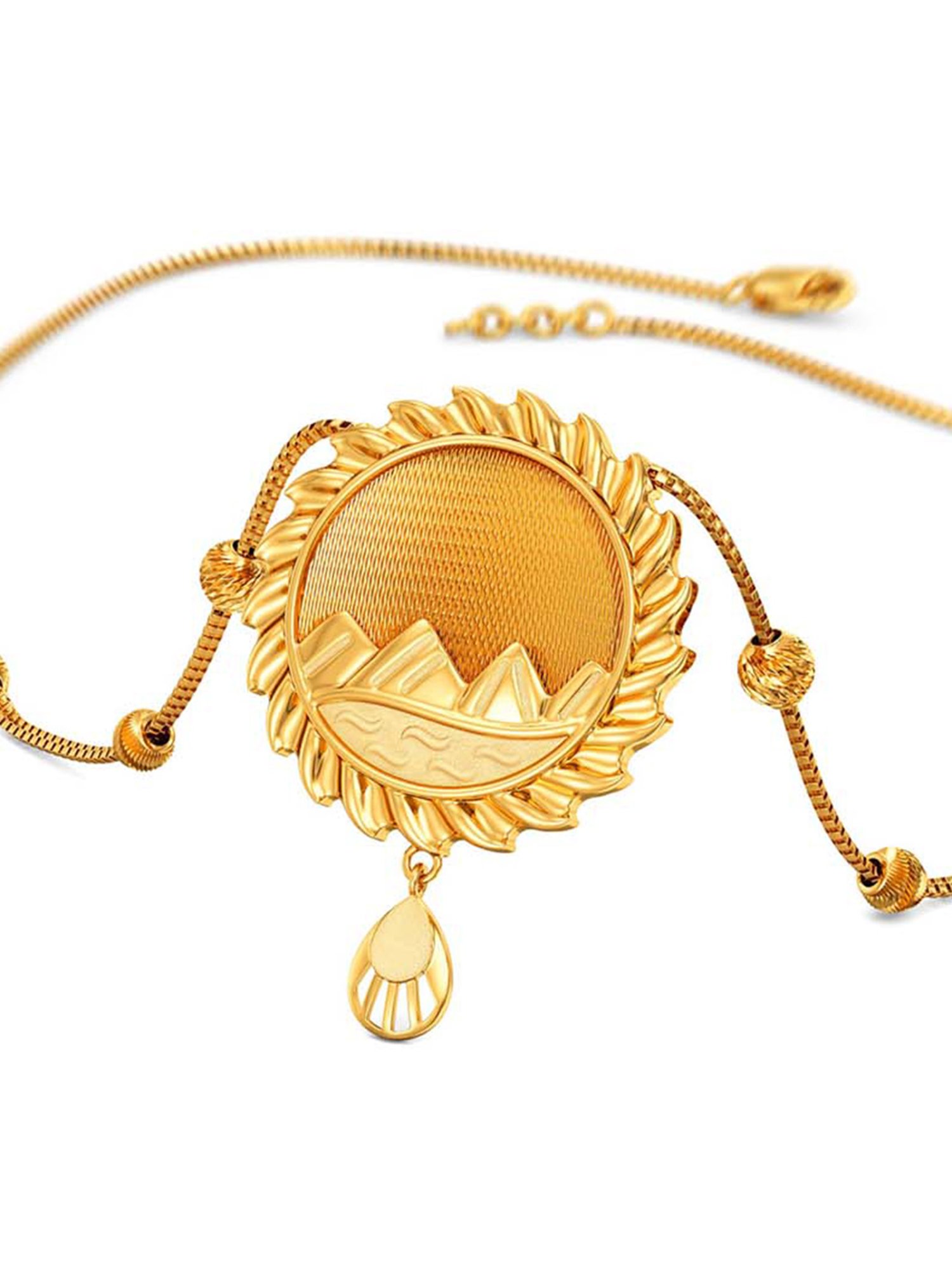 CKC Repouss&iquest; Work Rudraksha Gold Extender Neck Chain: Spiritual Elegance