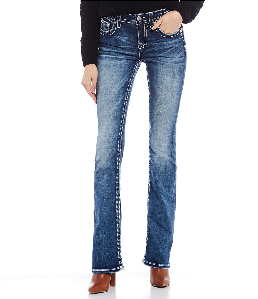 Miss Me Embroidered Saddle Pocket Bootcut Jeans