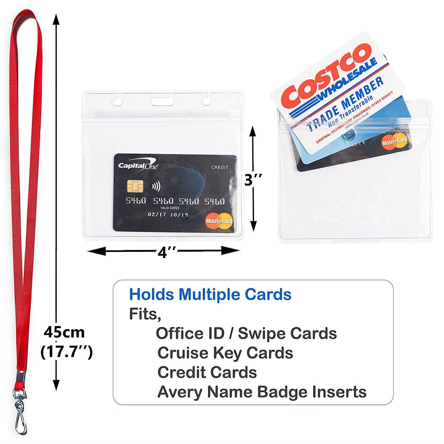 Durably Woven Lanyards & 3 x 4 Horizontal ID Badge Holders ~Premium Quality, Waterproof & Dustproof ~ for Moms, Teachers, Tours, Events, Businesses, Cruises & More (25 Pack, Red) by Stationery King