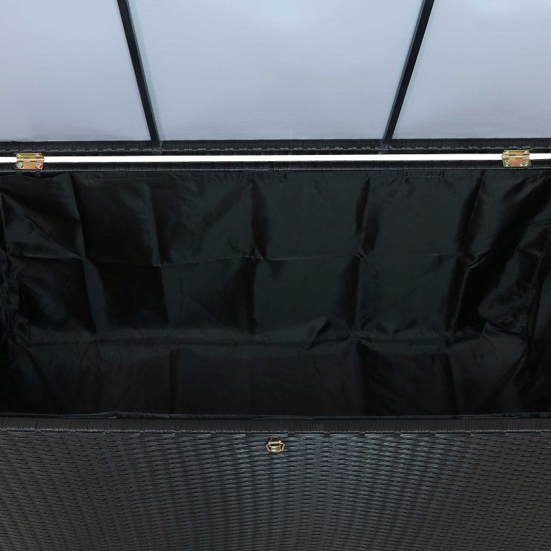 Sunnydaze Indoor Garage Acacia Wood and Resin Wicker Storage Box Trunk with Hinged Lid - 47" - Black