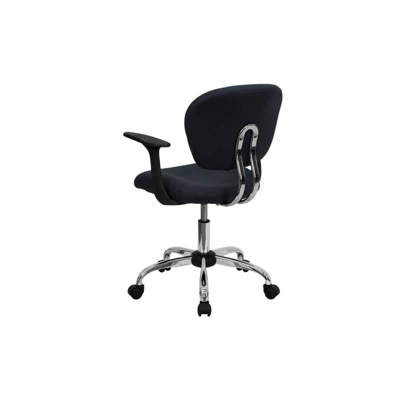 Mid-Back Gray Mesh Padded Swivel Task Office Chair with Chrome Base and Arms