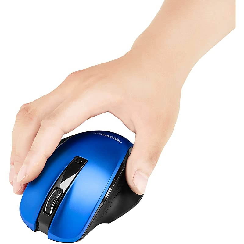 Compact Ergonomic Wireless PC Mouse with Fast Scrolling Blue