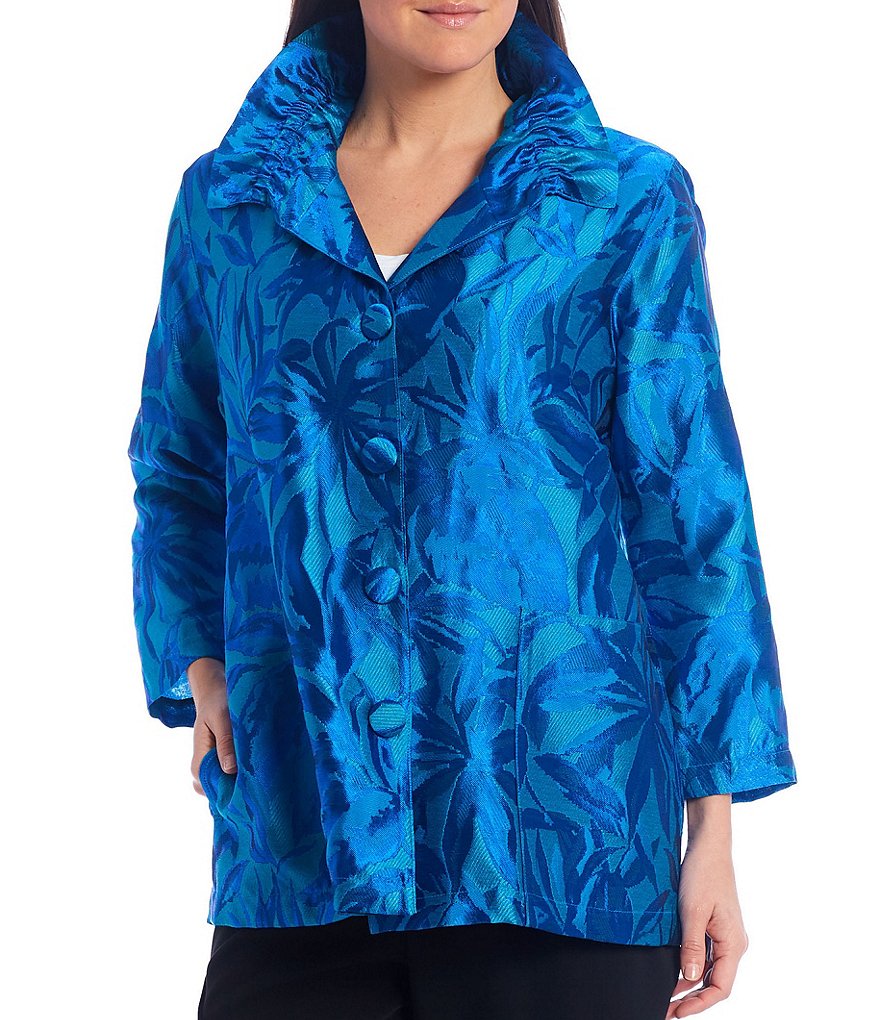Caroline Rose Blue Hawaii Jacquard Jacket