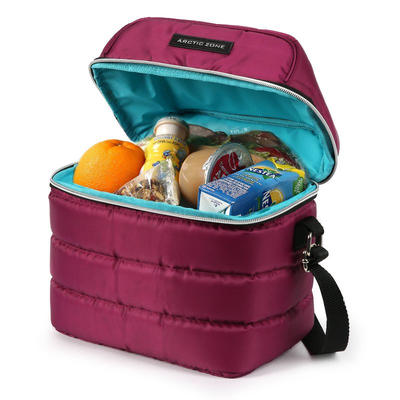 Arctic Zone Crossbody Quilted Lunch Bag - Red/Violet