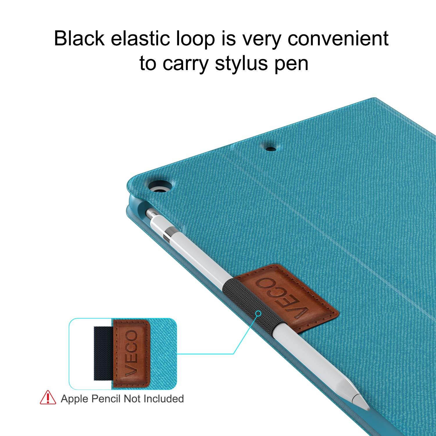 Veco iPad Air 3 10.5" 2019 Case with Pencil Holder, [Denim Series] Premium Folio Flip Stand Case, Soft TPU Back Cover [Auto Sleep/Wake Feature] for Apple New iPad Air 3rd Generation (Blue)