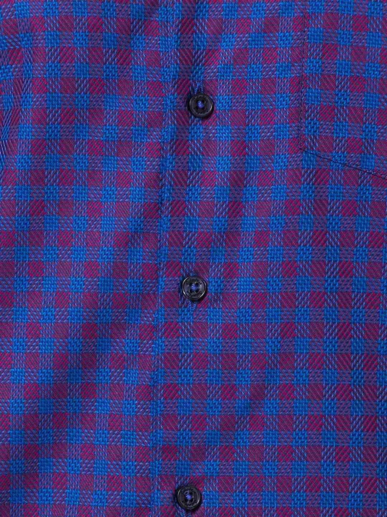 ColorPlus Red & Blue Cotton Tailored Fit Checks Shirt