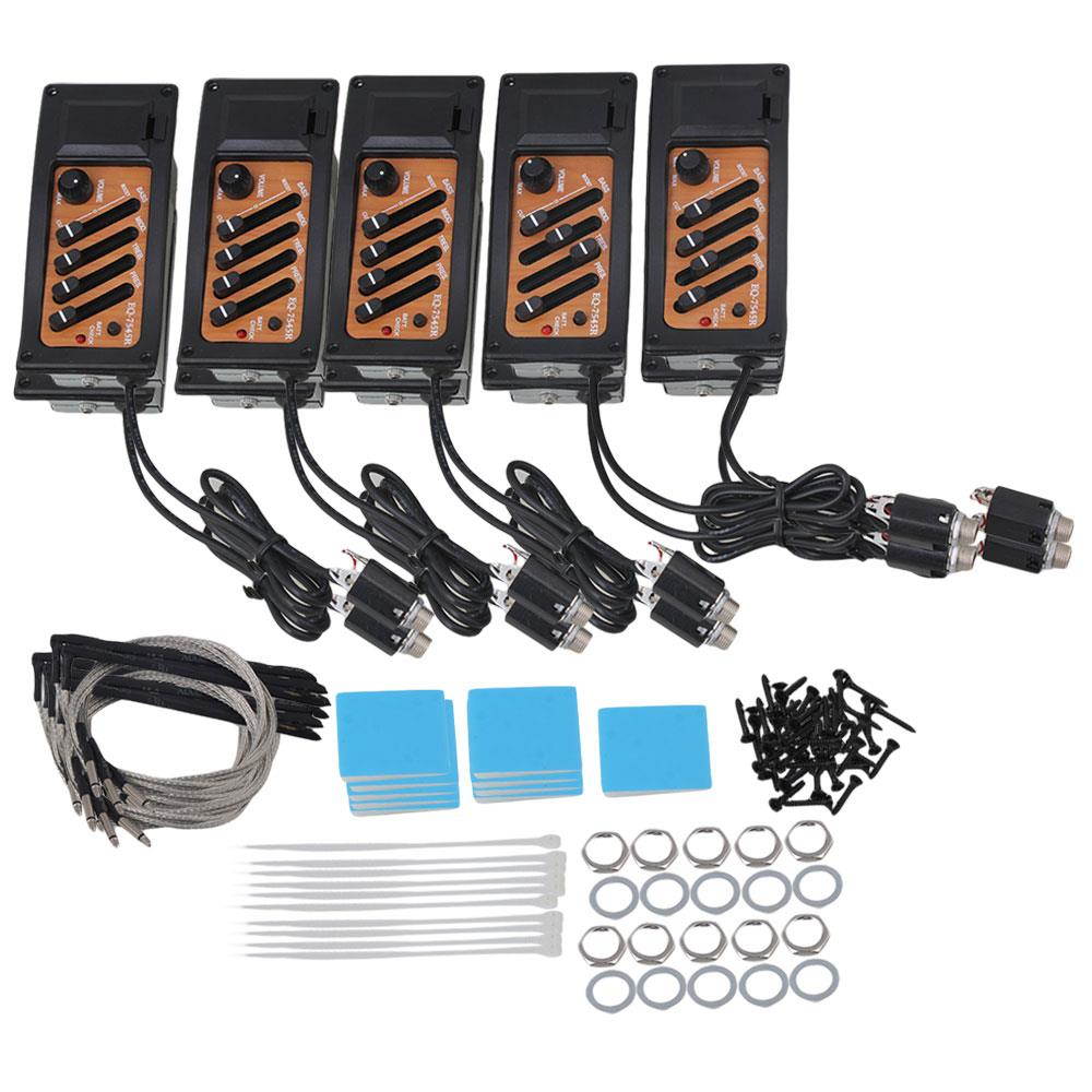 BQLZR Black Brown 4 Band Guitar Pickup Pre-Amp EQ-7545R for Acoustic Guitar Set of 10