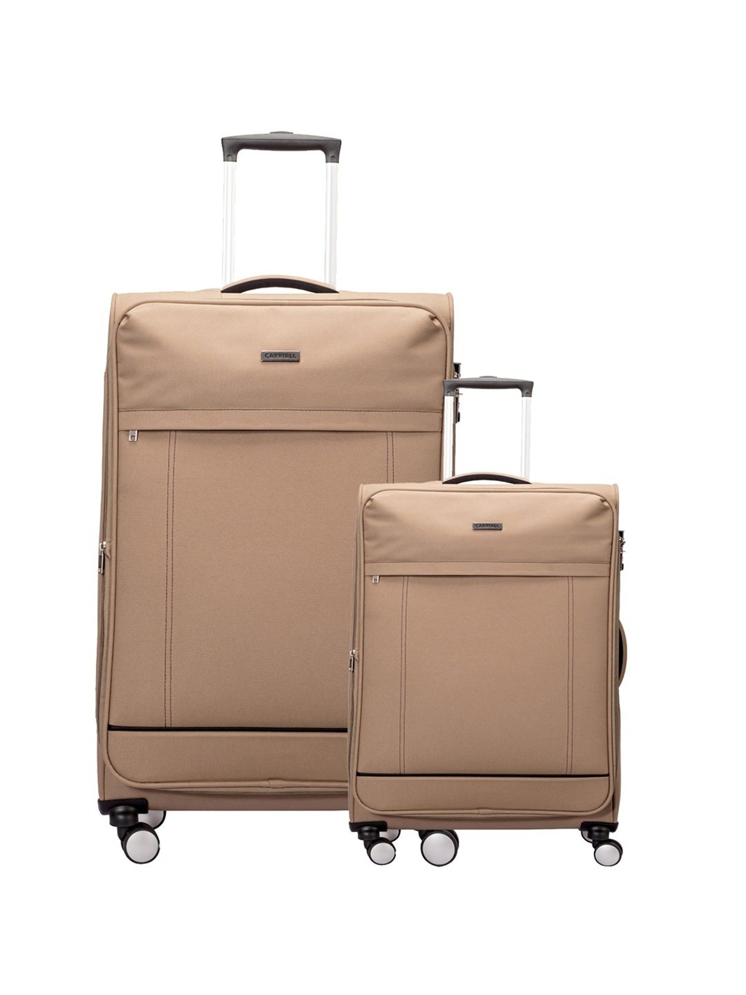 Carriall Beige 4 Wheel Large Soft Cabin Trolley Set of 2 - 79 cm
