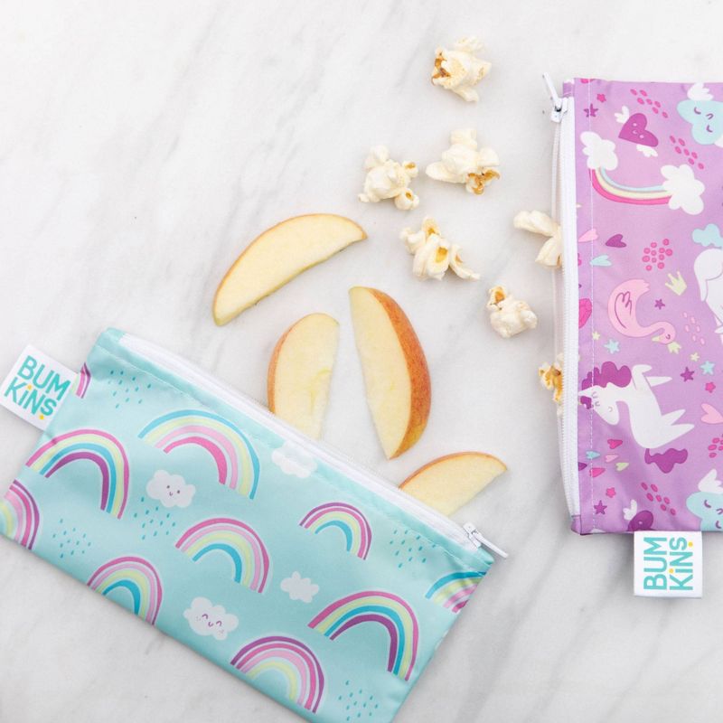 Bumkins Reusable Snack Bag 2-Pack Rainbows/Unicorn