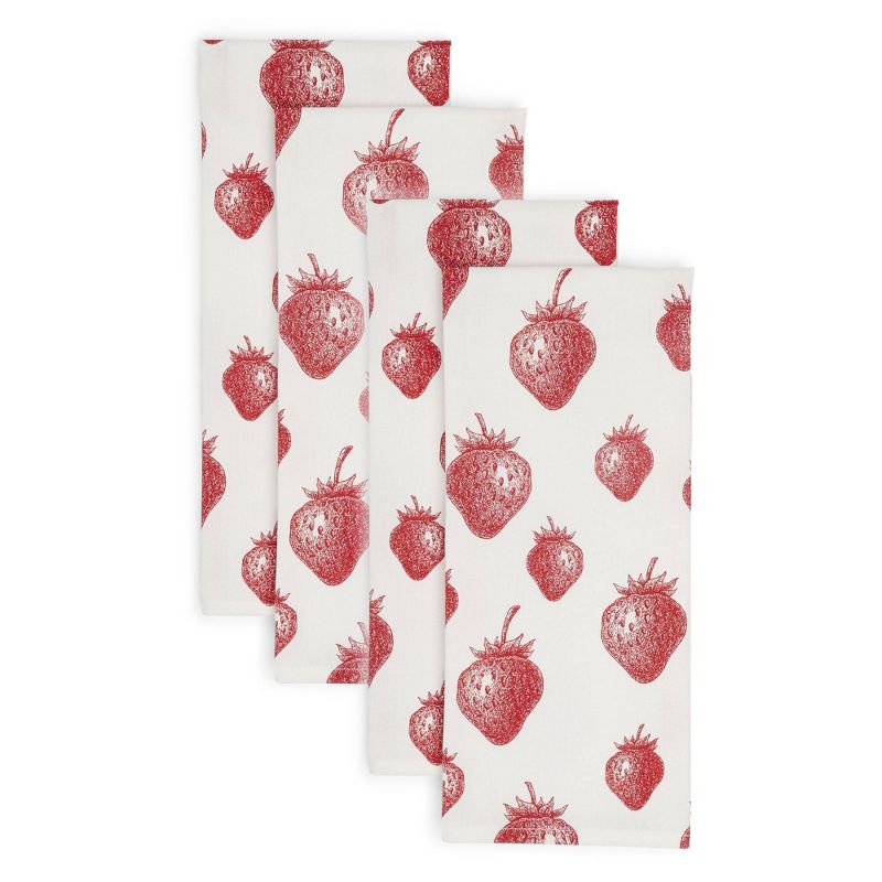 4pk Cotton Strawberries Kitchen Towel Set - Town & Country Living