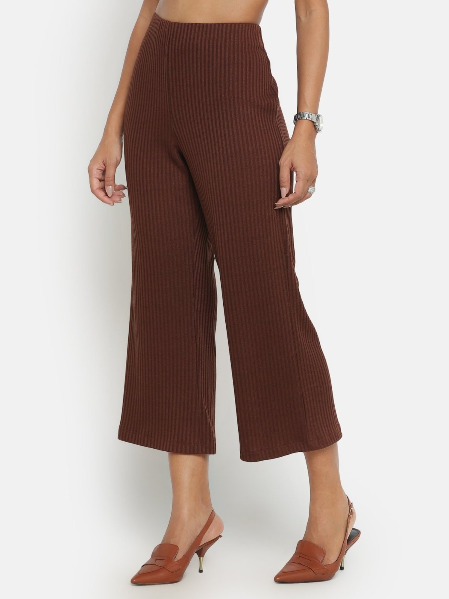 Office & You Brown Mid Rise Palazzos