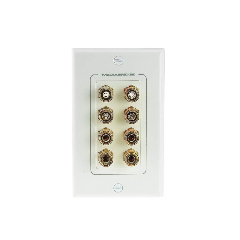 Mediabridge Speaker Wall Plate w/ Binding Posts (4 Pair) - LIMITED TIME OFFER: FREE Low Voltage Metal Mounting Bracket (1-Gang) Binding Post 2-Piece Inset Wall Plate for 2 Speakers (Part# WP1-BPX4 )