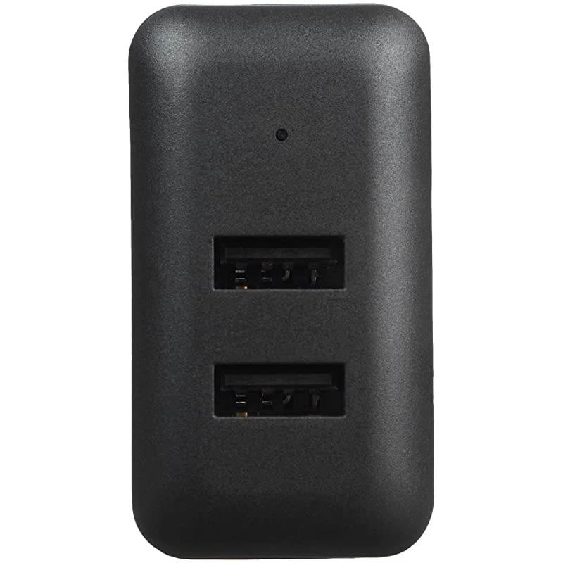 Basics Dual-Port USB Wall Charger for Phone, iPad, and Tablet, 2.4 Amp, Black