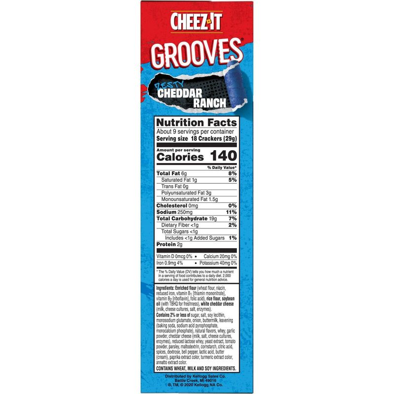 Cheez-It Zesty Cheddar Ranch Grooves Crispy Cracker Chips - 9oz