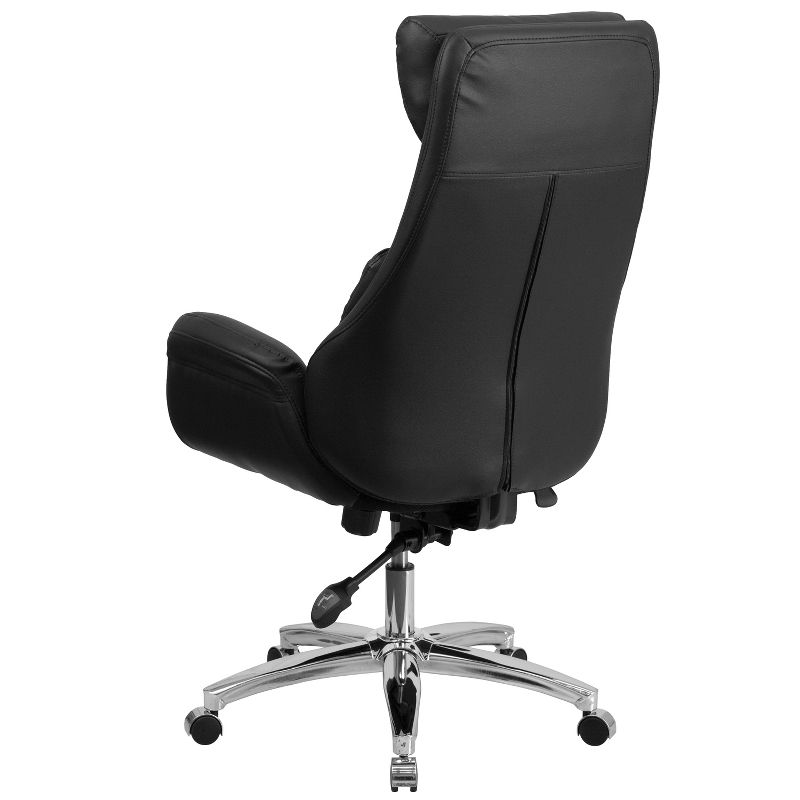 Emma and Oliver High Back Black LeatherSoft Executive Swivel Office Chair with Lumbar Pillow