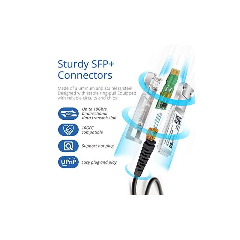 Cable, 10G + DAC, 0.5M, 10GBASE-CU Passive Direct Attach Copper Twinax Cable for Cisco -H10GB-CU0.5M, Ubiquiti, Netgear, D-Link, QNAP, Mikrotik, Supermicro,Zyxel,Linksys, Open Switch Devices