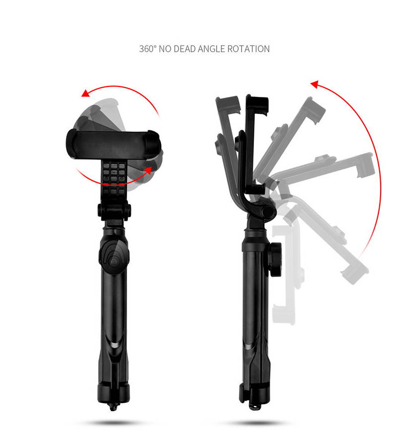 Mobile Phone Selfie Stick Multi-function Tripod Built-in Bluetooth Remote Control Real-time Camera Bracket-Red