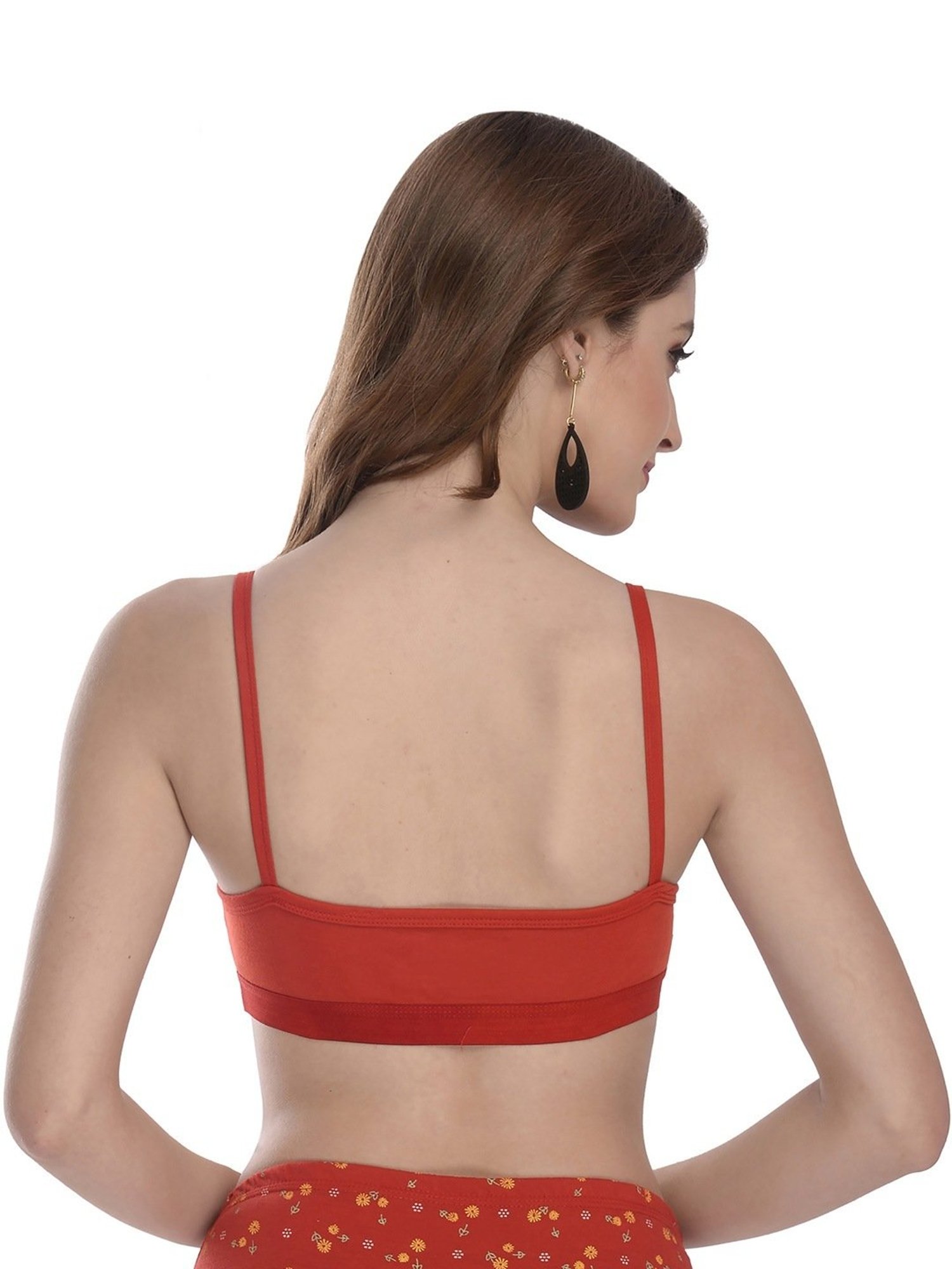 AROUSY Maroon & Orange Cotton Beginner's Bra - Pack Of 2