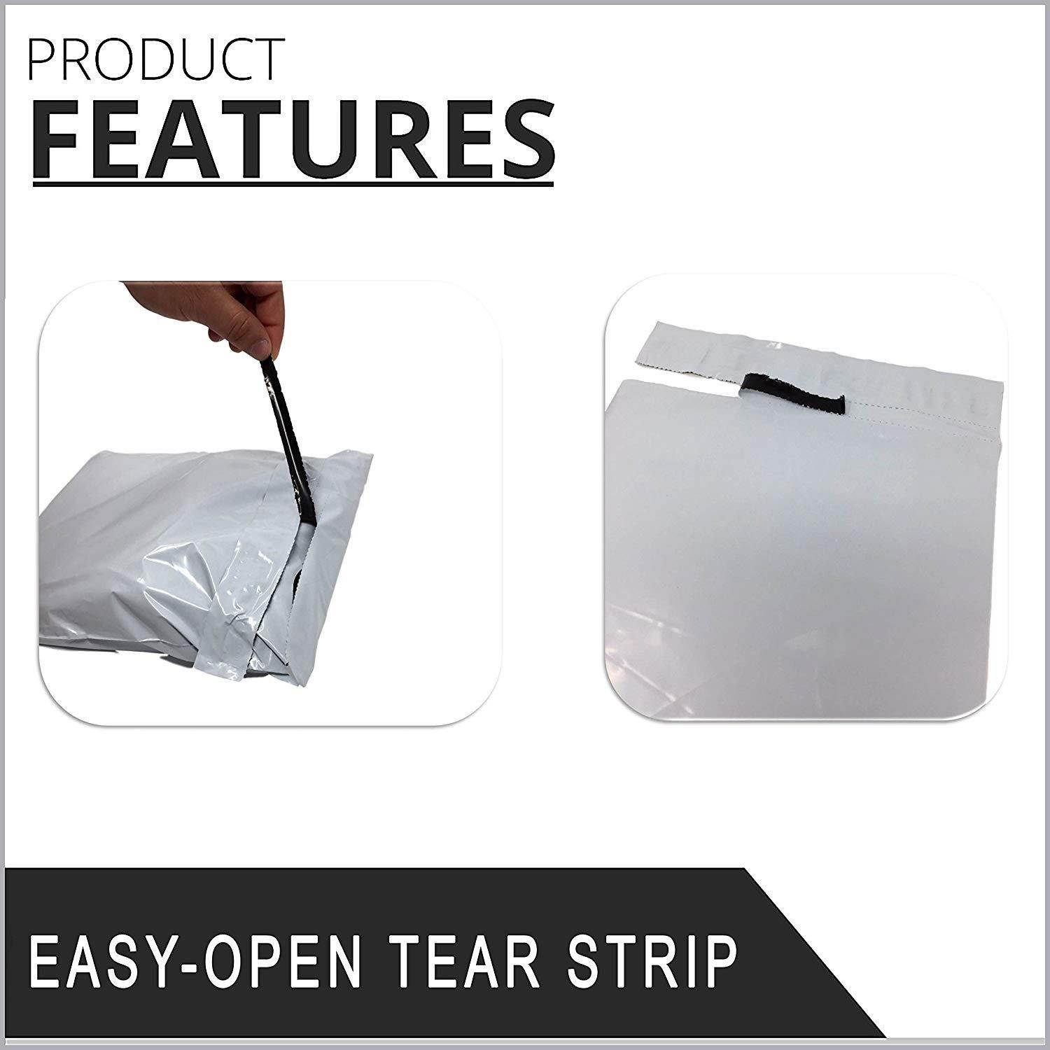 Shop4Mailers 12 x 15.5 Perforated White Glossy Plastic Self Seal Envelopes Poly Bags 2 Mil (500 Pack)