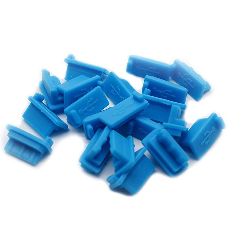 20PCS Silicone USB A Type Female Anti Dust Cover Plug Protector Stopper, Blue