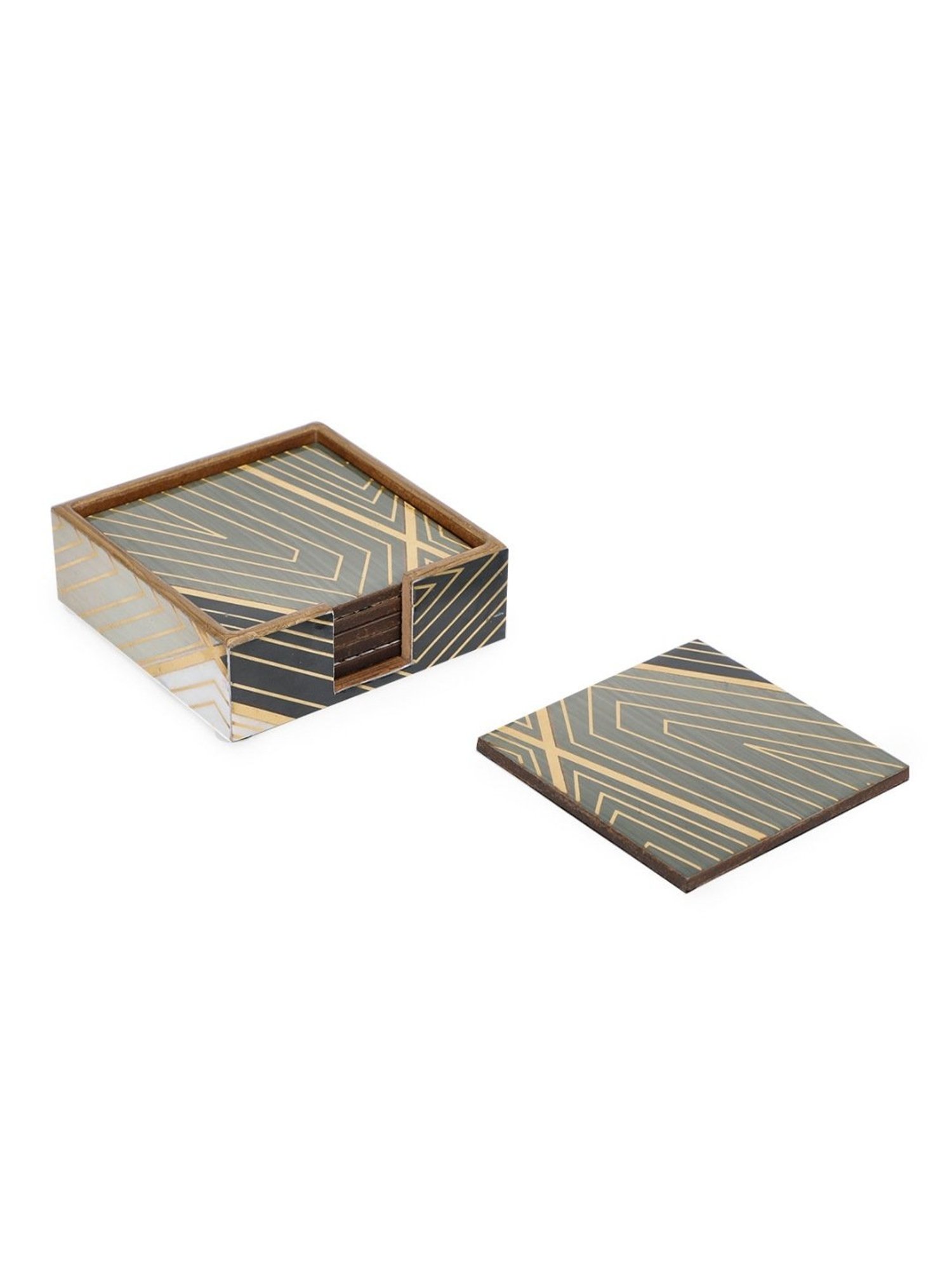 Home4U Trance Stripes Multicolor MDF Coaster (6 Pcs)