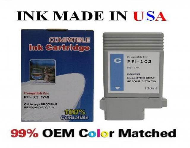 new pfi-102c compatible 130ml cyan ink cartridge for IPF printers