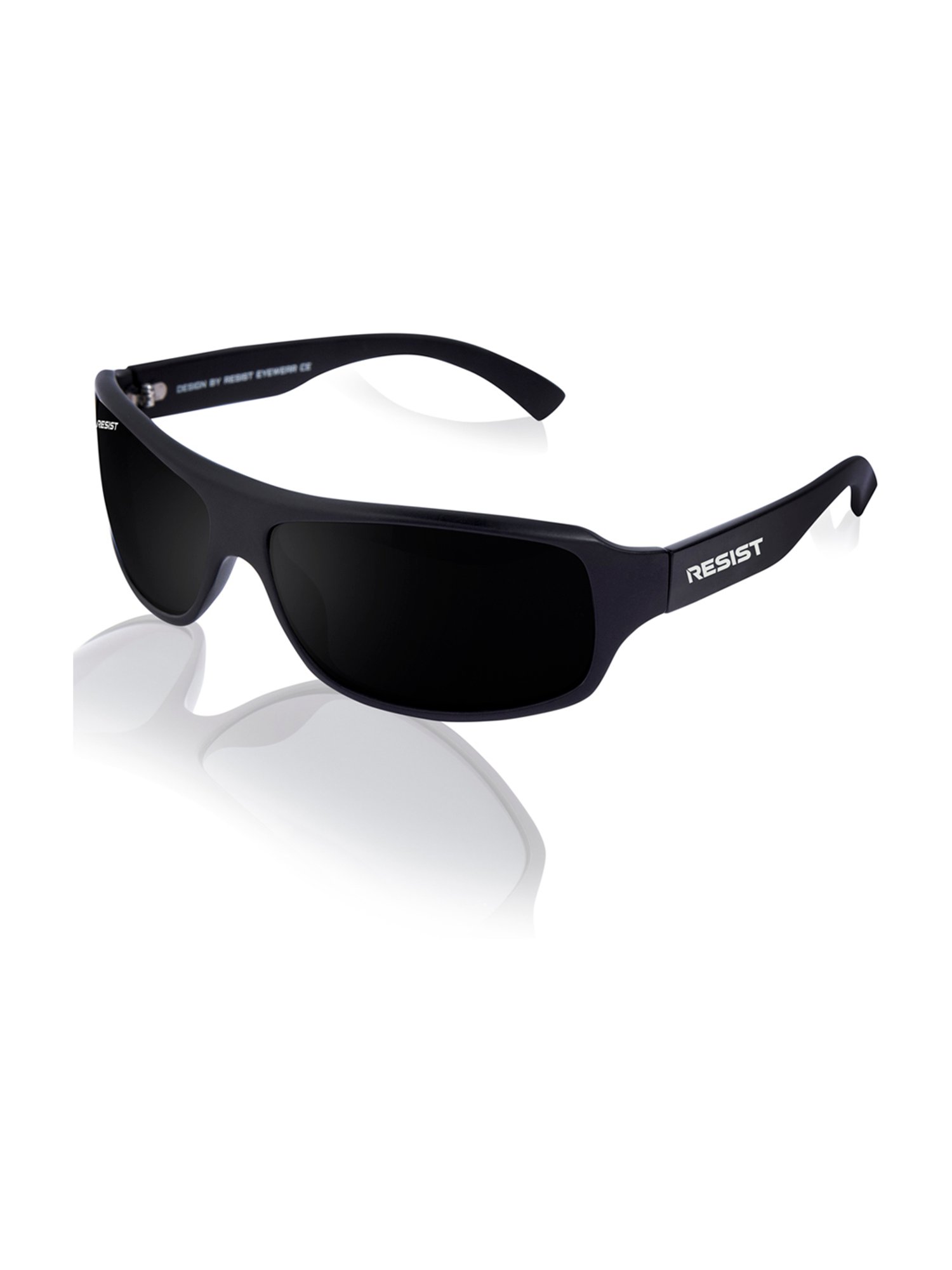Resist Eyewear Black Wraparound UV Protection Unisex Sunglasses