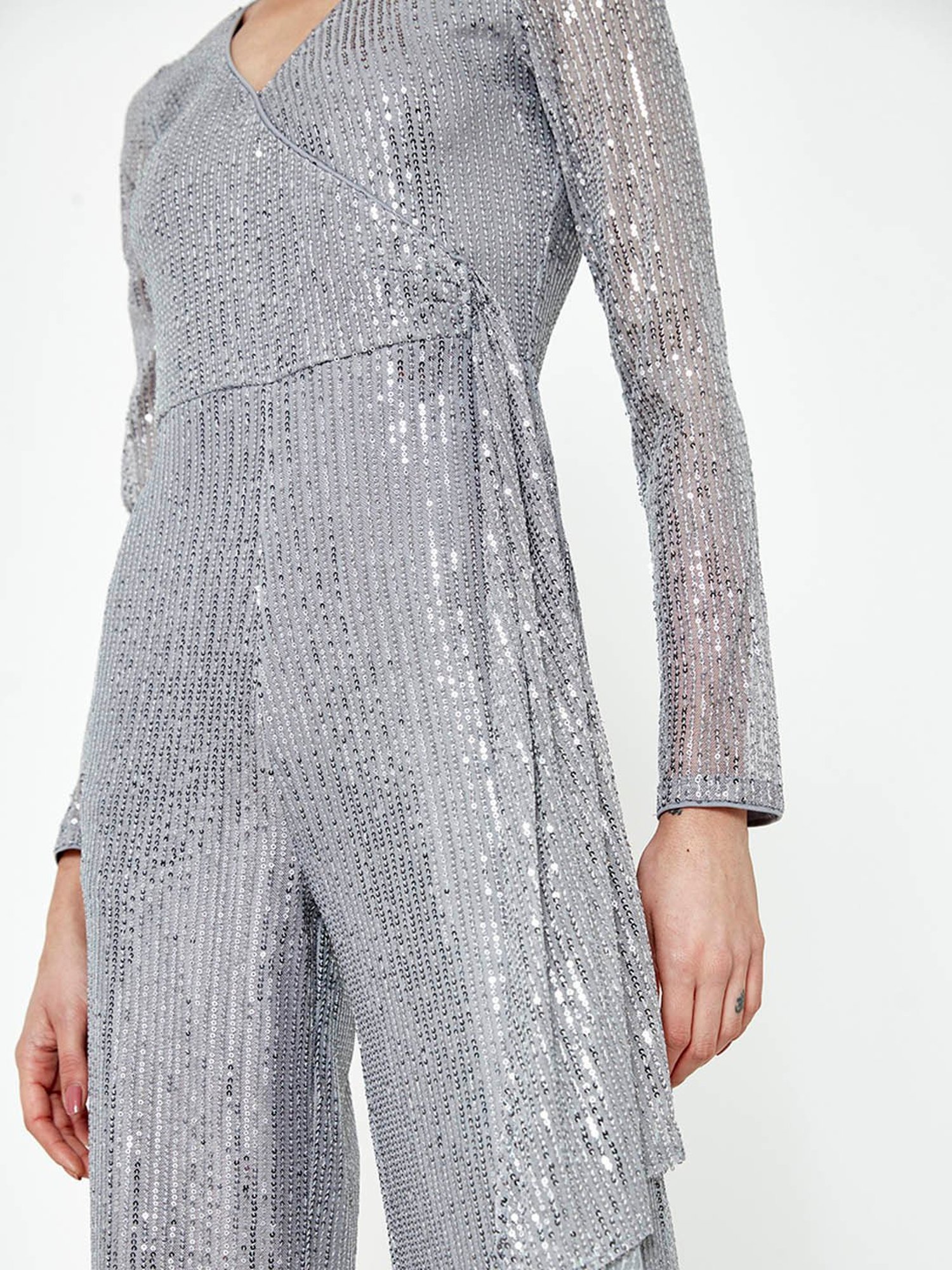 Cover Story Silver Embellished Jumpsuit