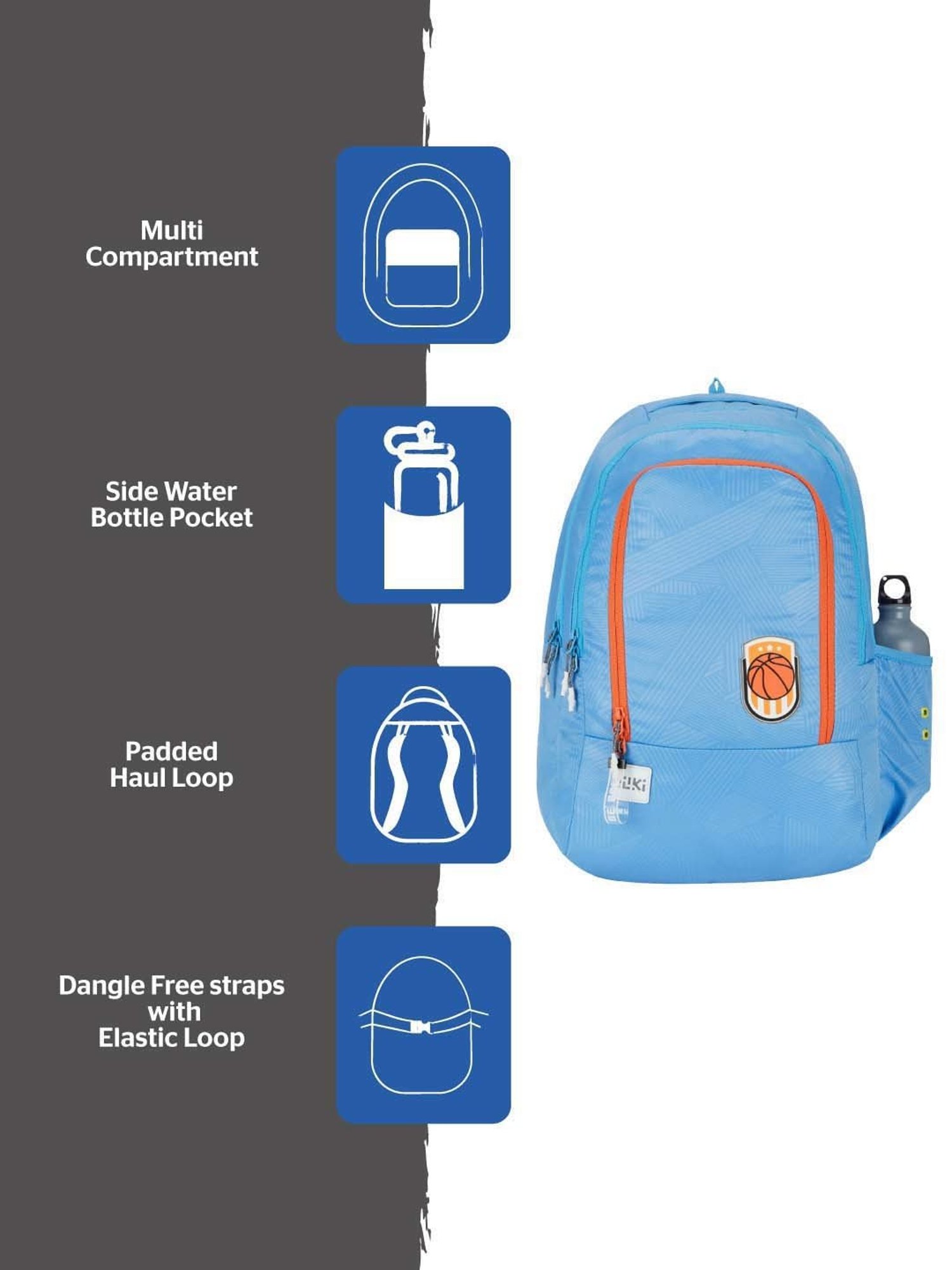 Wiki 31.5 Ltrs Blue Medium Backpack