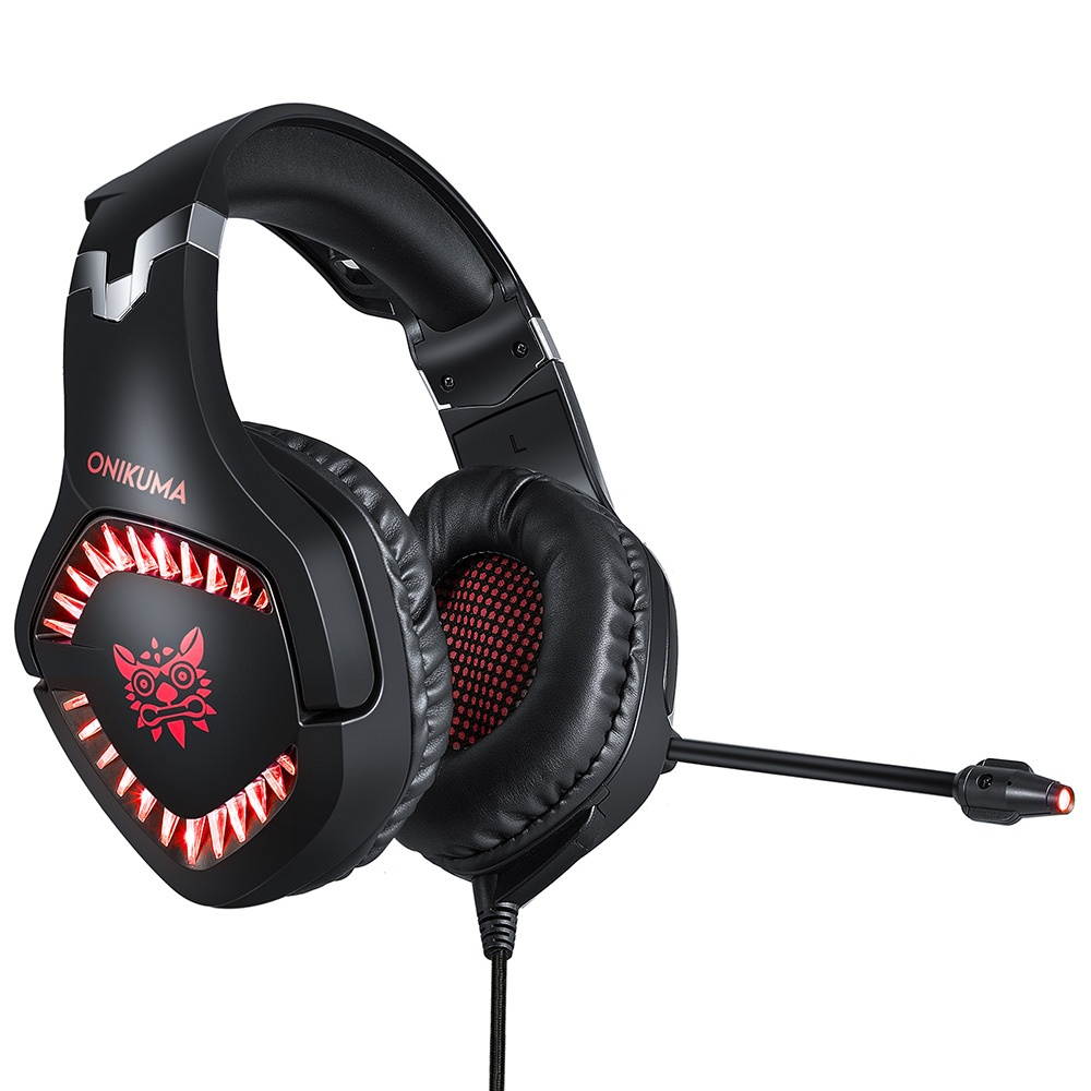 ONIKUMA K1B PRO Wired Gaming Headset with 50mm Driver Unit 3D Surround Stereo Sound Noise Reduction Mic USB+3.5mm Ports Red