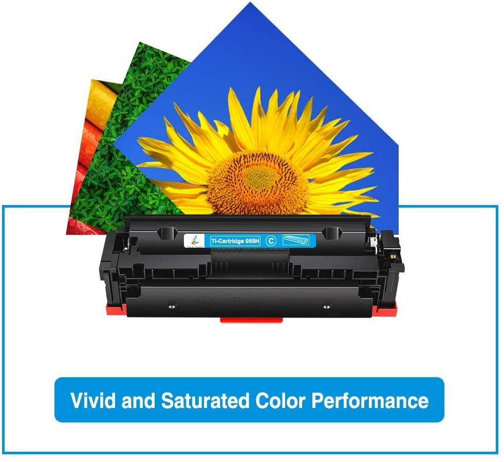 True Image Compatible Toner Cartridge Replacement for Canon 055 055H High Capacity Canon Color ImageCLASS MF743Cdw MF741Cdw MF746Cdw MF743 Printer Toner with Chip (Black Cyan Magenta Yellow, 4-Pack)