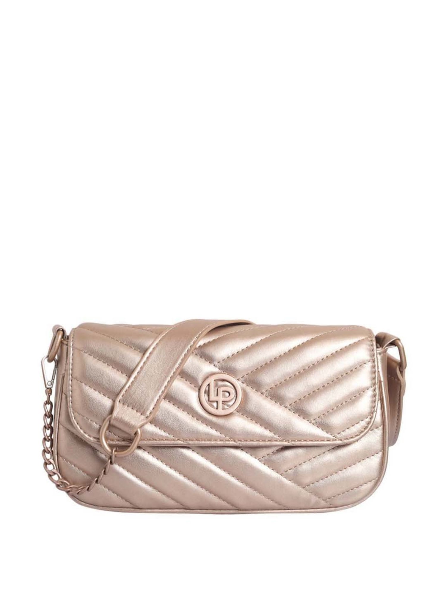 Lino Perros Golden Quilted Medium Sling Handbag