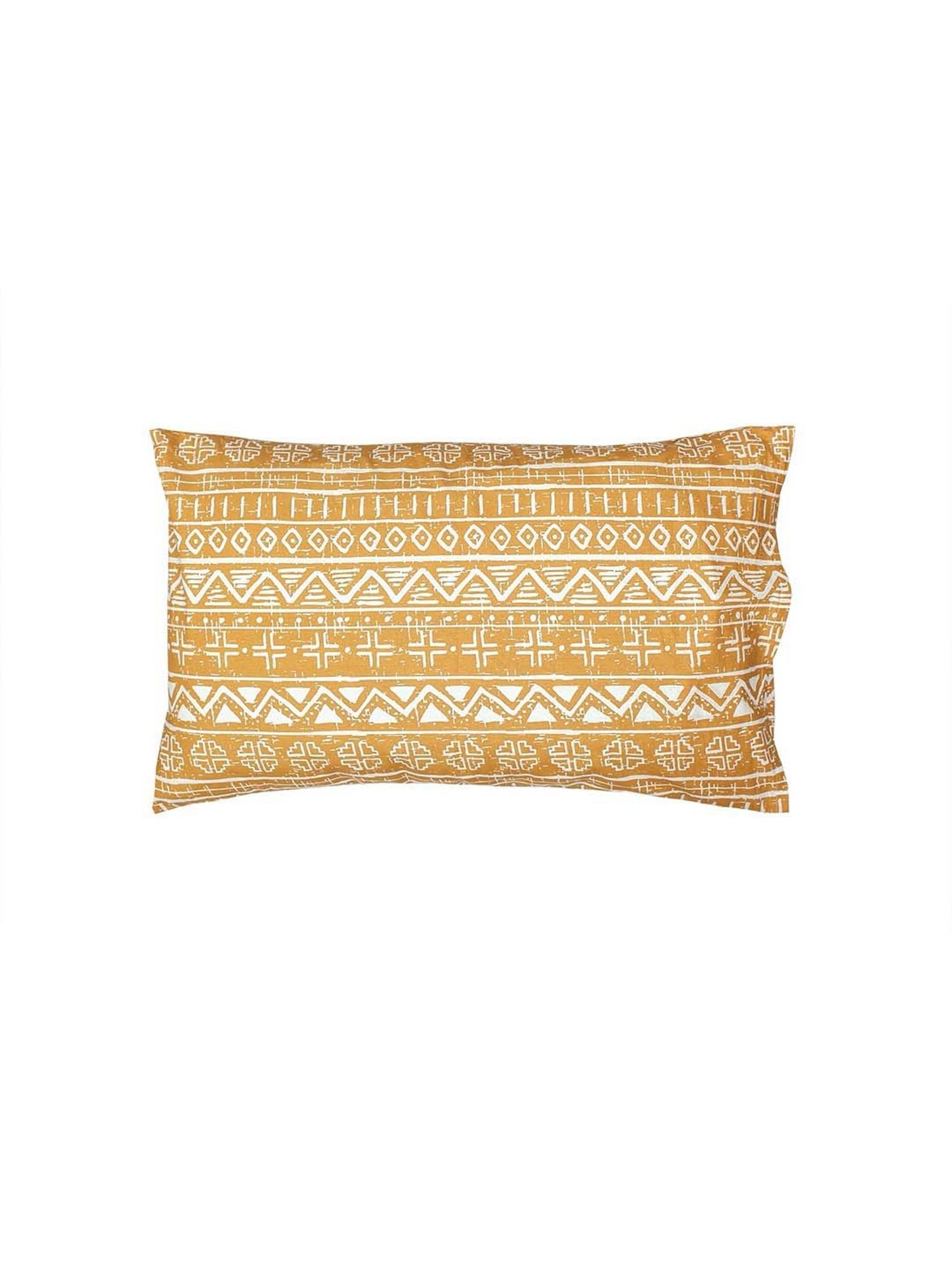 House This Kullu Patti Yellow 150 TC Cotton Double Bedsheet Set