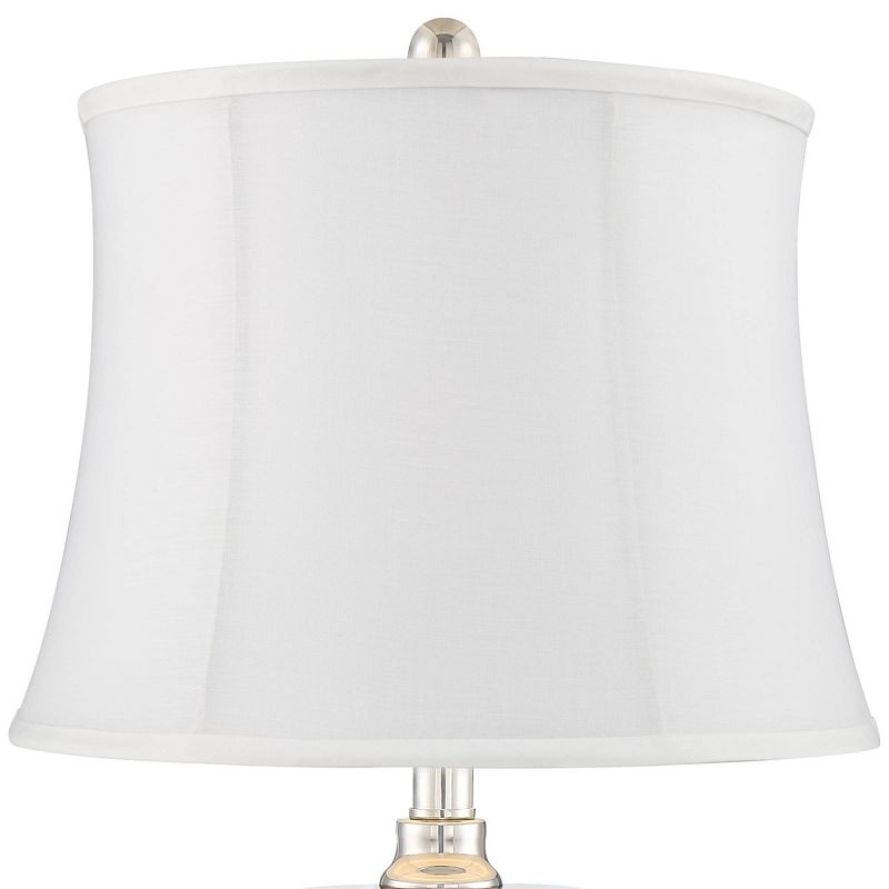 Regency Hill Luca Chrome and Glass Cream Shade Table USB Table Lamps Set of 2