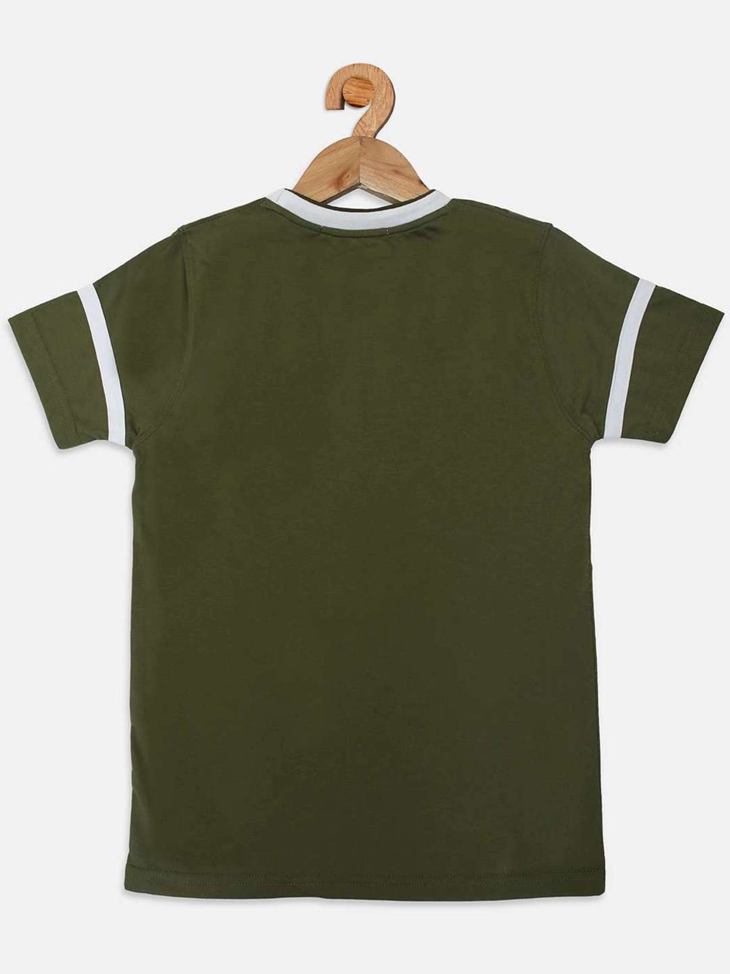 NINS MODA Kids Olive Green Printed T-Shirt