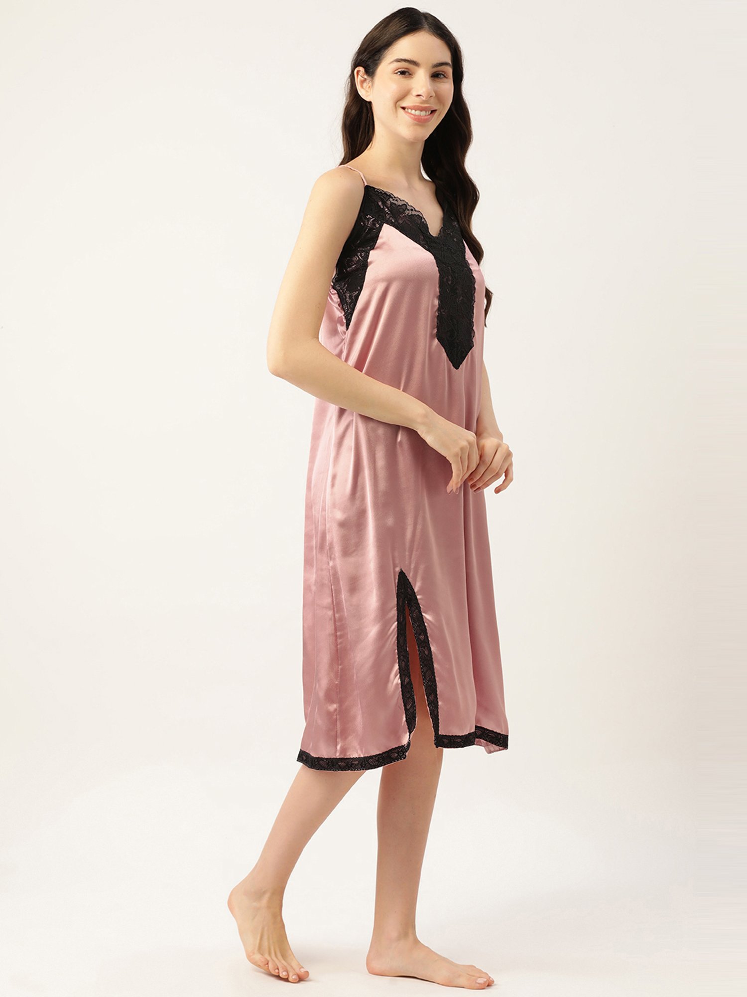 Ms.Lingies Pink Lace Work Nighty