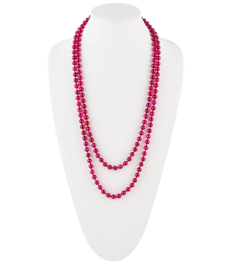 Barse Fuchsia Agate Long Endless Necklace
