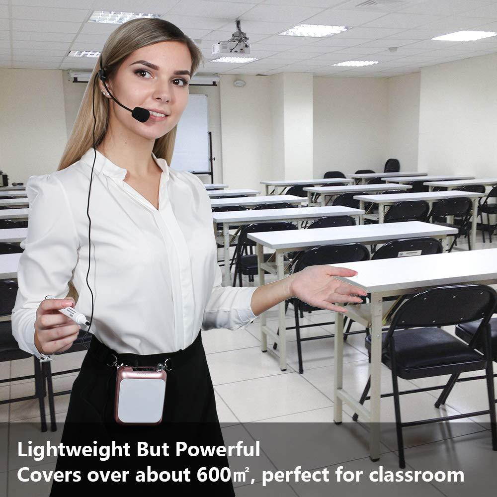 Voice Amplifier MAONO C01 Portable Professional Wired Microphone with Waistband and LED Display, Support FM, MP3 Format Audio for Coaches, Tour Guides, Kindergartener, Promotion,Meeting(Gold Rose)