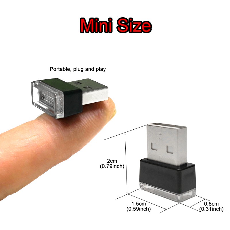 4pcs Mini USB LED Light Colorful Light Lamp For Car Atmosphere Lamp