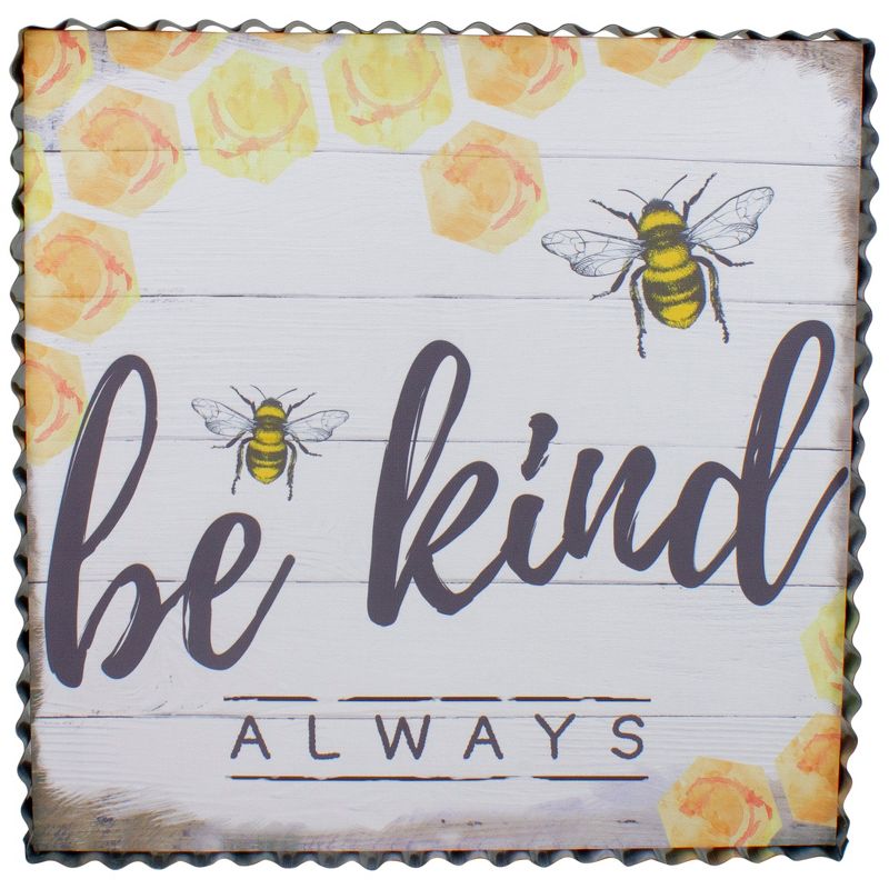 Northlight Metal Framed "Be Kind Always" Bumble Bee Decorative Canvas Wall Art 12"