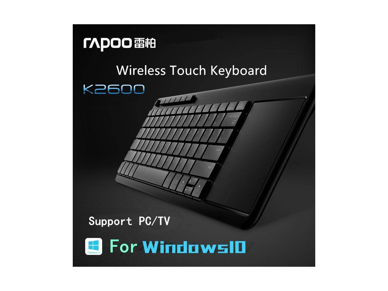Rapoo K2600 2.4G Wireless Touch Keyboard Slim Keyboards with Big Touch Pad Panel for Smart TV/Laptop/Computer/Tablet