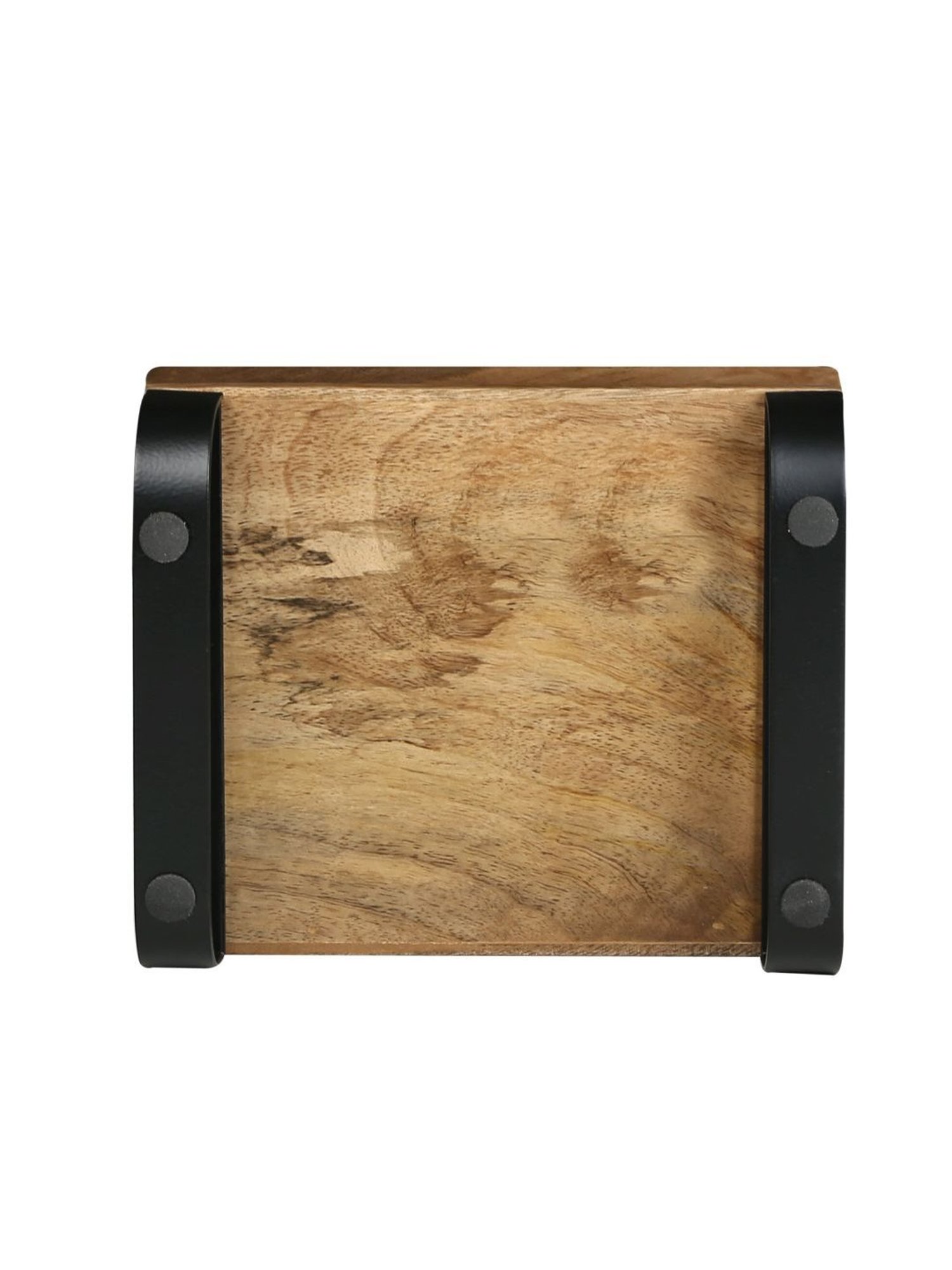 Crayton Mango Wood Serving Tray with Bottom Metal Handle - Set of 1