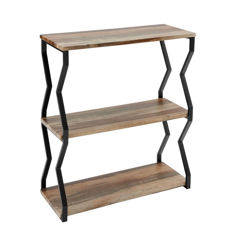 9" x 24" 3 Tier Industrial Floating Wood Wall Shelf Black - Danya B.