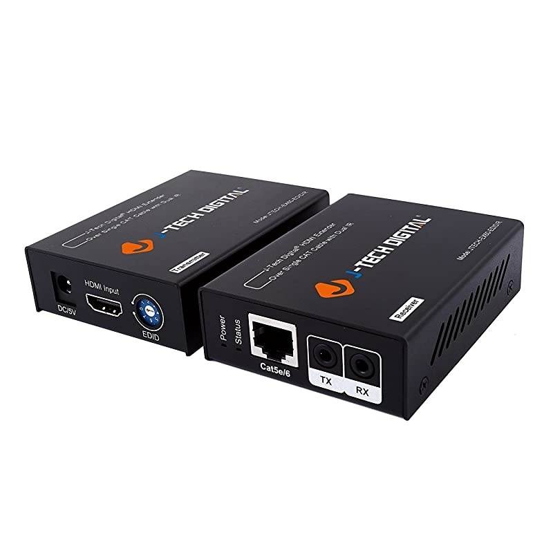 Digital Hdmi Extender by Single Cat 5E67 up to 200ft with IR PassThrough JTECHEX60EDIDIR