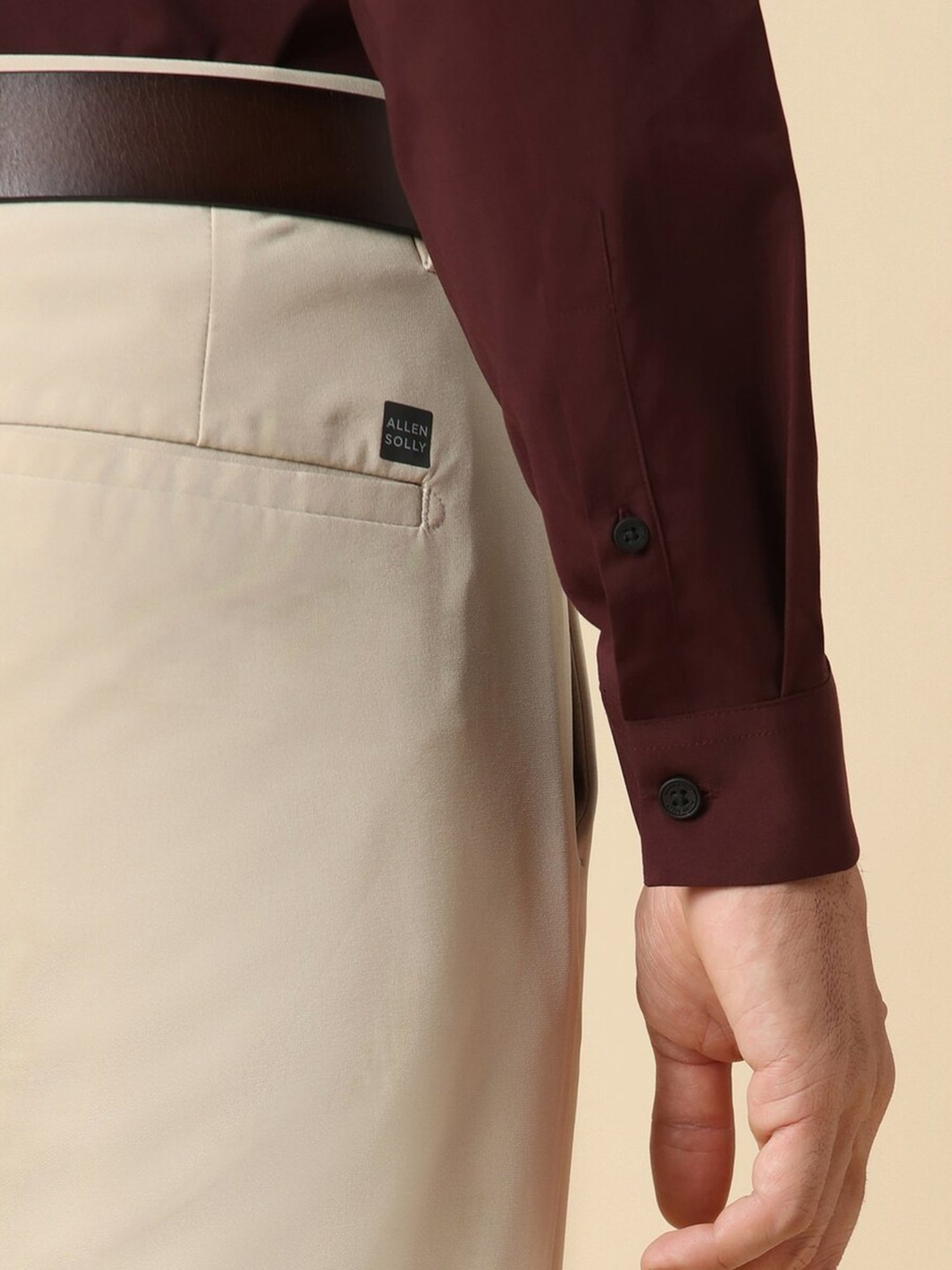 Allen Solly Maroon Slim Fit Shirt