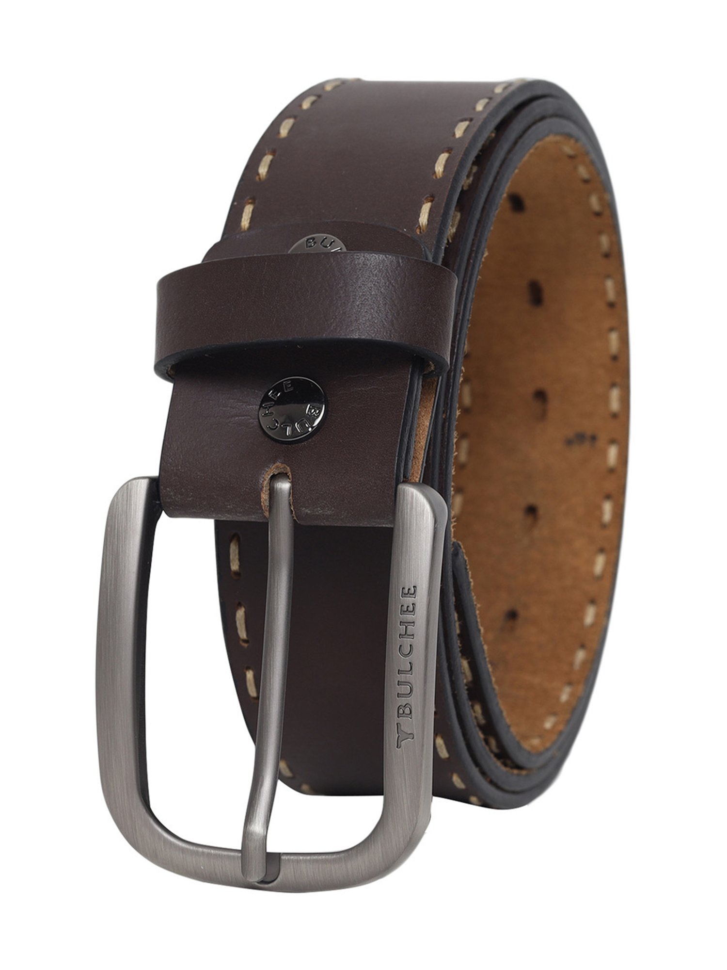 BULCHEE Brown Leather Casual Belt for Men