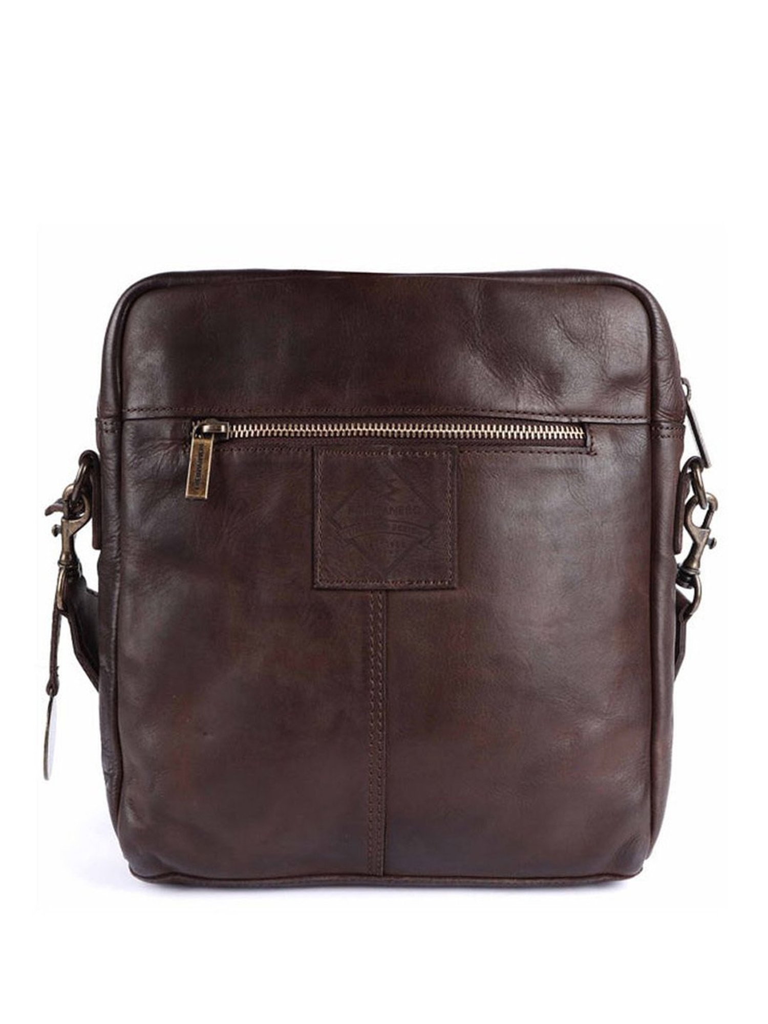 KOMPANERO Leo Dark Brown Leather Solid Cross Body Bag